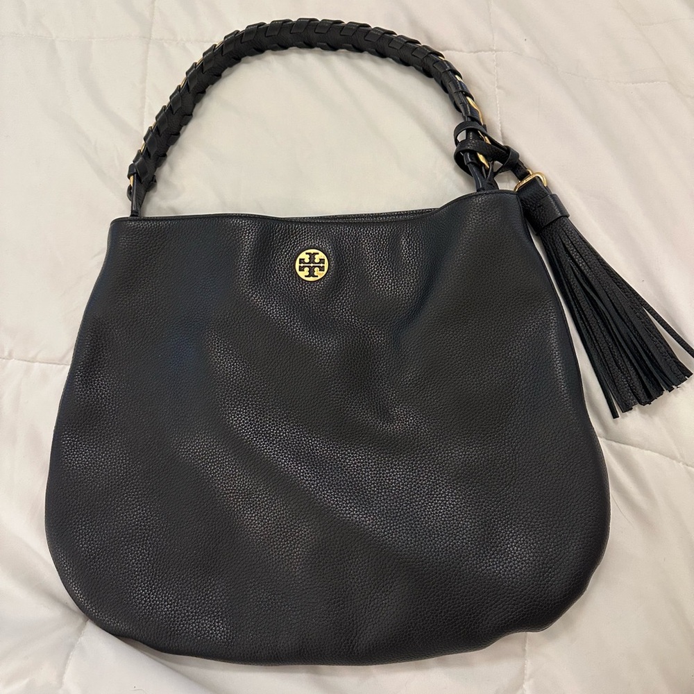 Luxury RARE Tory Burch Brooke Pebbled Leather Hobo Bag